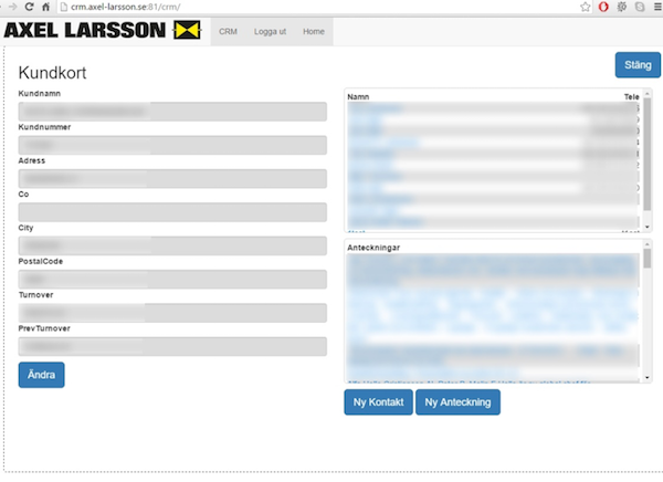 Kundkort Jeeves CRM